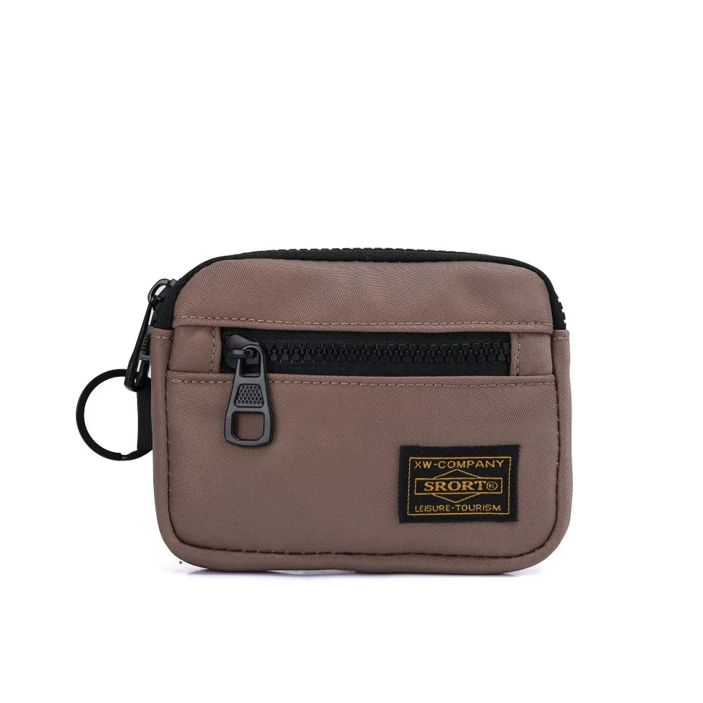 Casual Men's Coin Purse Canvas Zipper Short Wallet Retro Key Holder Small Money Bag Trend Youth Mini Handbag