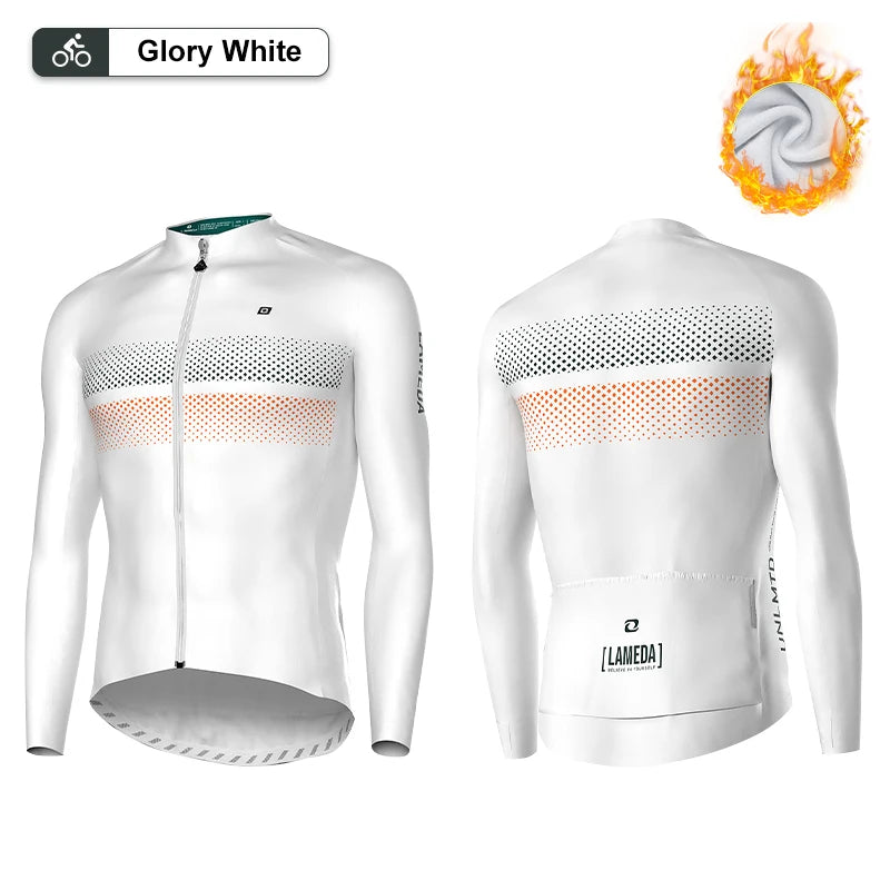 LAMEDA Men's Long-sleeved Cycling Jersey Quick Dry Breathable Spring Bicycle Jersey Racing Clothing MTB Jersey Man with Pockets