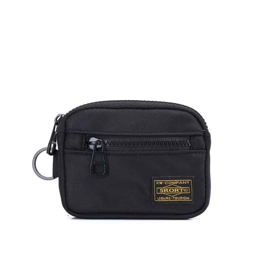 Casual Men's Coin Purse Canvas Zipper Short Wallet Retro Key Holder Small Money Bag Trend Youth Mini Handbag