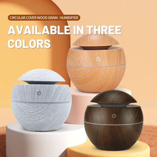 130ML Wooden Ultrasonic Electric Air Humidifier Home Aromatherapy Machine Essential Oil Aromatherapy Cold Mist
