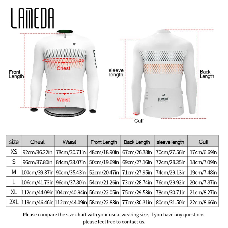 LAMEDA Men's Long-sleeved Cycling Jersey Quick Dry Breathable Spring Bicycle Jersey Racing Clothing MTB Jersey Man with Pockets